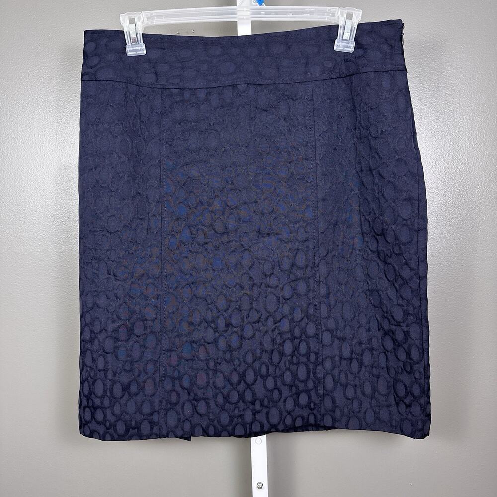Dana Buchman Pencil Skirt Women's Size 16 Navy Blue Textured Vent Side Zip Lined